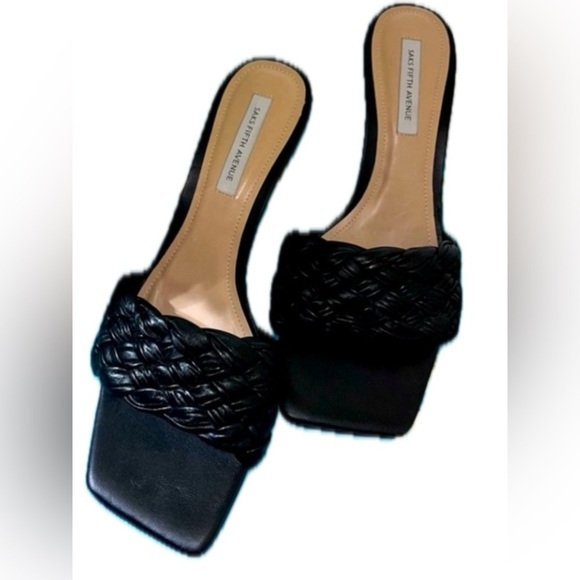 Saks Fifth Avenue Mule Short Heel sz 8.5M Black and Tan - Picture 7 of 7